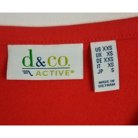 Denim & Co. Sz. XXS French Terry 3/4-Sleeve Boatneck Lace Up Sleeve Tunic Red - Picture 2 of 5